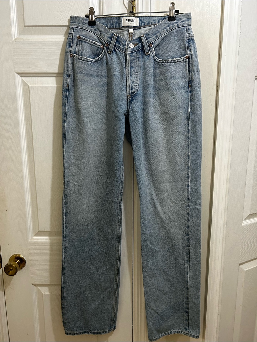 AGOLDE Rework Criss Cross Straight Leg Jeans in Replica Wash Size 27